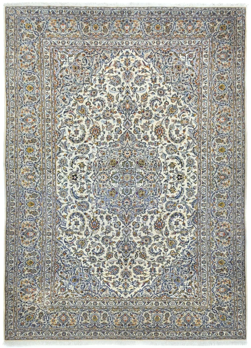 Vintage Cream Floral Traditional 10x13 Kashan Persian Rug