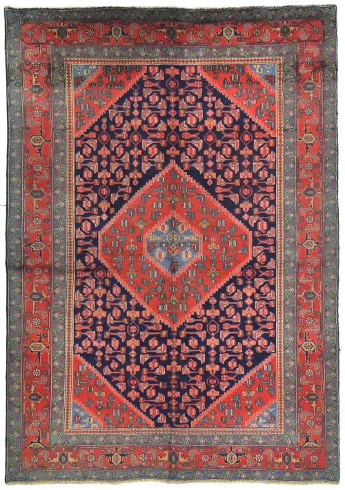 Vintage Purple-navy Tribal Geometric 6X8 Ardabil Persian Rug