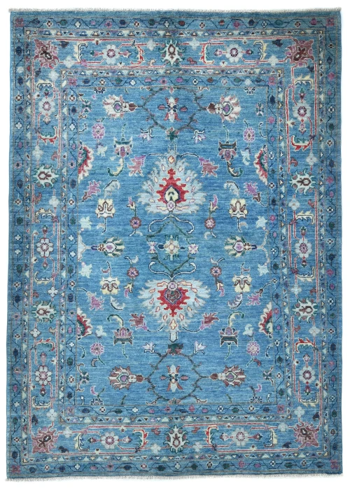 Blue Floral Modern 4'7X6'3 Kazak Pakistan Rug