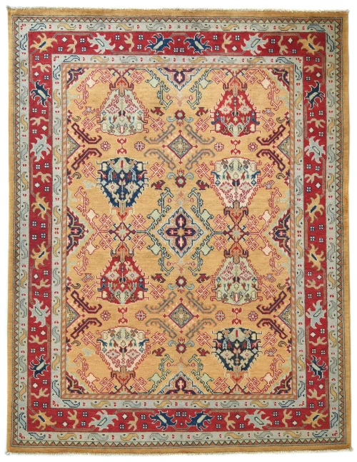 Rusty Beige Pictorial Modern 5X7 Kazak Pakistan Rug