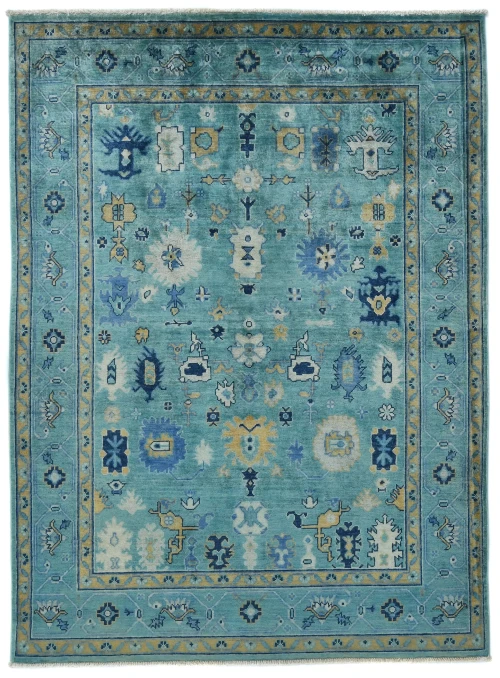 Blue Floral Modern 5X7 Kazak Pakistan Rug