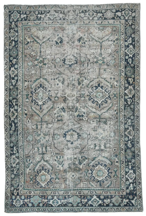 Antique Muted Rust Floral 7X10 Vintage Oriental Rug