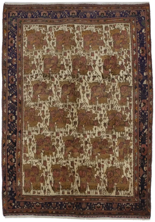 Muted Cream Semi Antique Floral 6'6X9'4 Sirjan Persian Rug