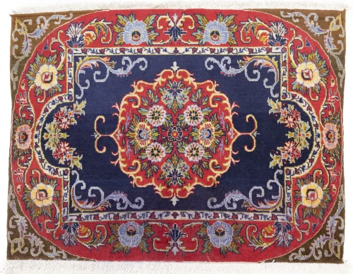 Vintage Traditional Purple-navy 2'4 x 3'0 Kashan Persian Rug
