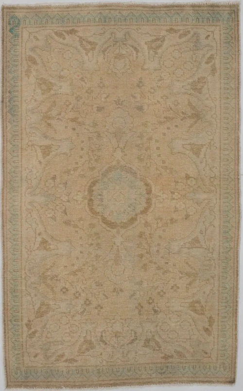 Beige Antique Floral 3X5 Traditional Tabriz Persian Oriental Rug