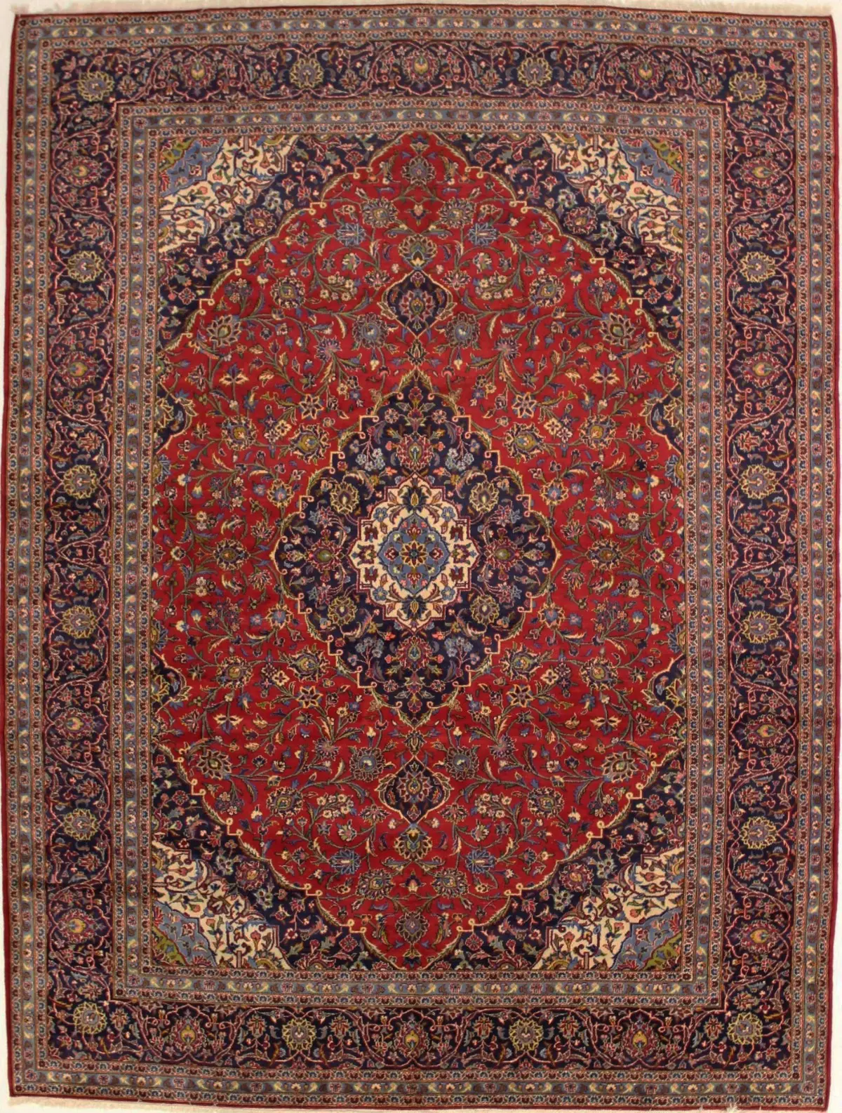 Vintage Red Traditional 10X13 Kashan Persian Rug