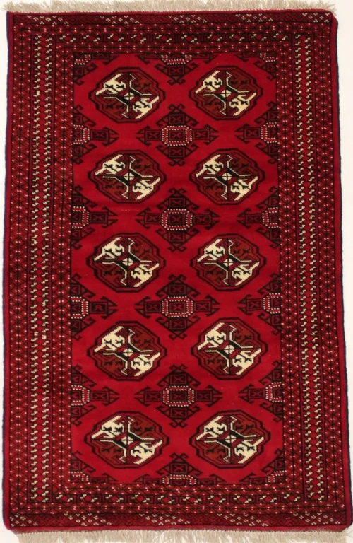 Red Tribal 3X5 Turkoman Ghoochan Persian Rug