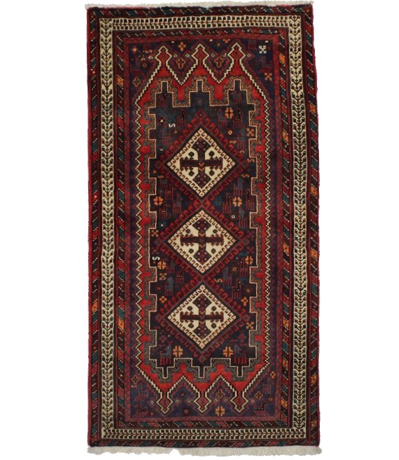 Vintage Red Tribal 3X6 Sirjan Shahrbabak Persian Rug