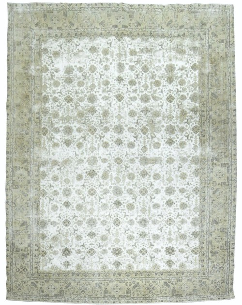 Antique Muted Cream Floral 10X12 Distressed Vintage Oriental Rug