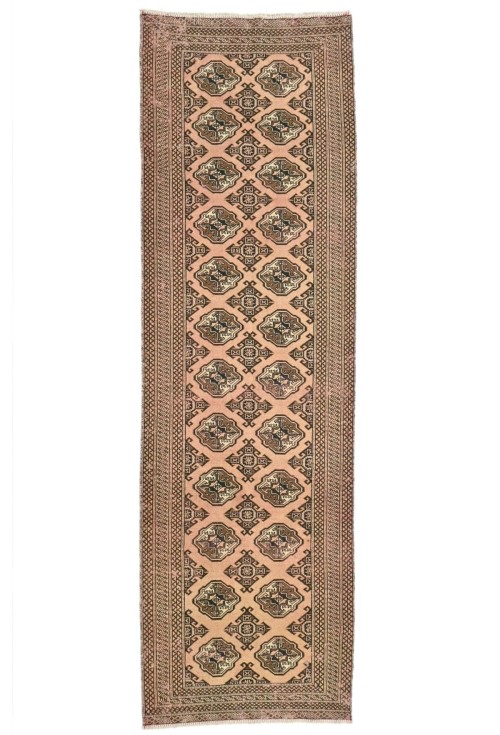 Antique Muted Salmon 3X9 Distressed Vintage Oriental Runner Rug