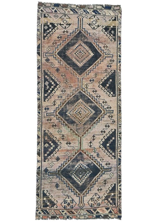 Antique Muted Tribal 4X9 Distressed Vintage Oriental Runner Rug