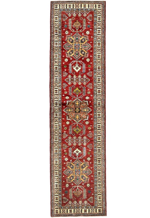 Red Tribal Geometric 3X10 Kazak Pakistan Oriental Runner Rug