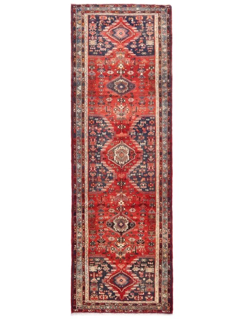 Semi Antique Red Tribal 4X10 Hamedan Persian Runner Rug