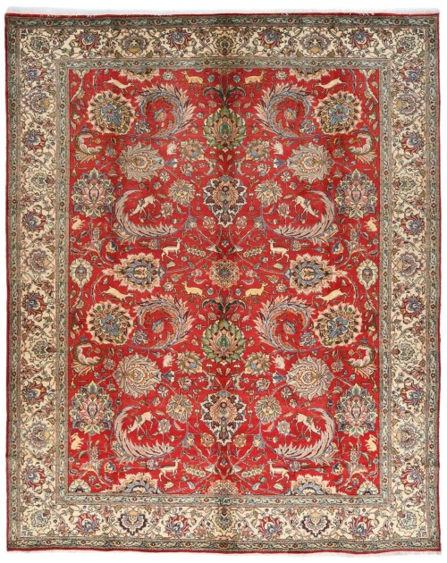 Vintage Red Traditional 10X12'6 Tabriz Persian Rug