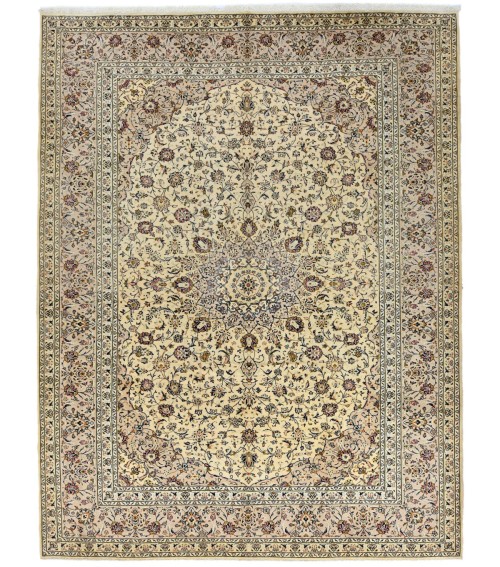 Vintage Cream Traditional 10X13 Kashan Persian Rug