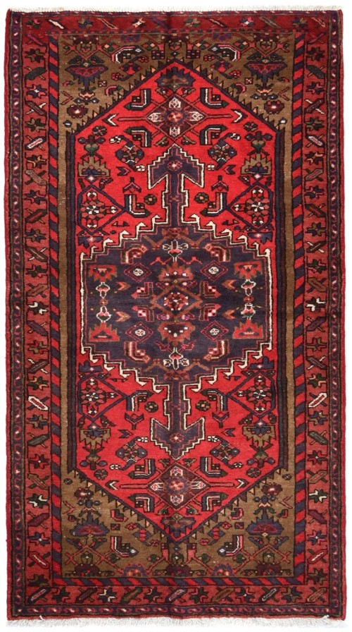 Vintage Geometric Red 3'6X6'3 Hamedan Persian Rug