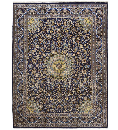 Vintage Dark Navy Traditional 10X13 Kashmar Persian Rug