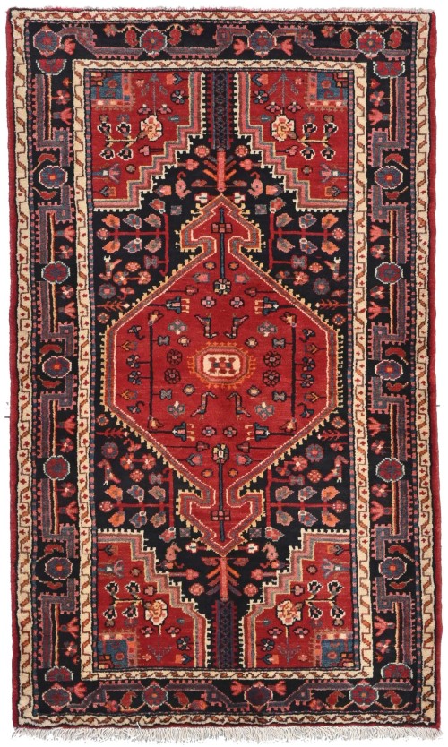 Vintage Red Tribal 3'7X6 Hamedan Persian Rug