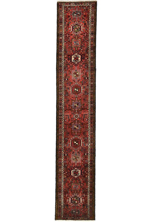 Vintage Red Tribal 2'4X13 Karajeh Persian Runner Rug