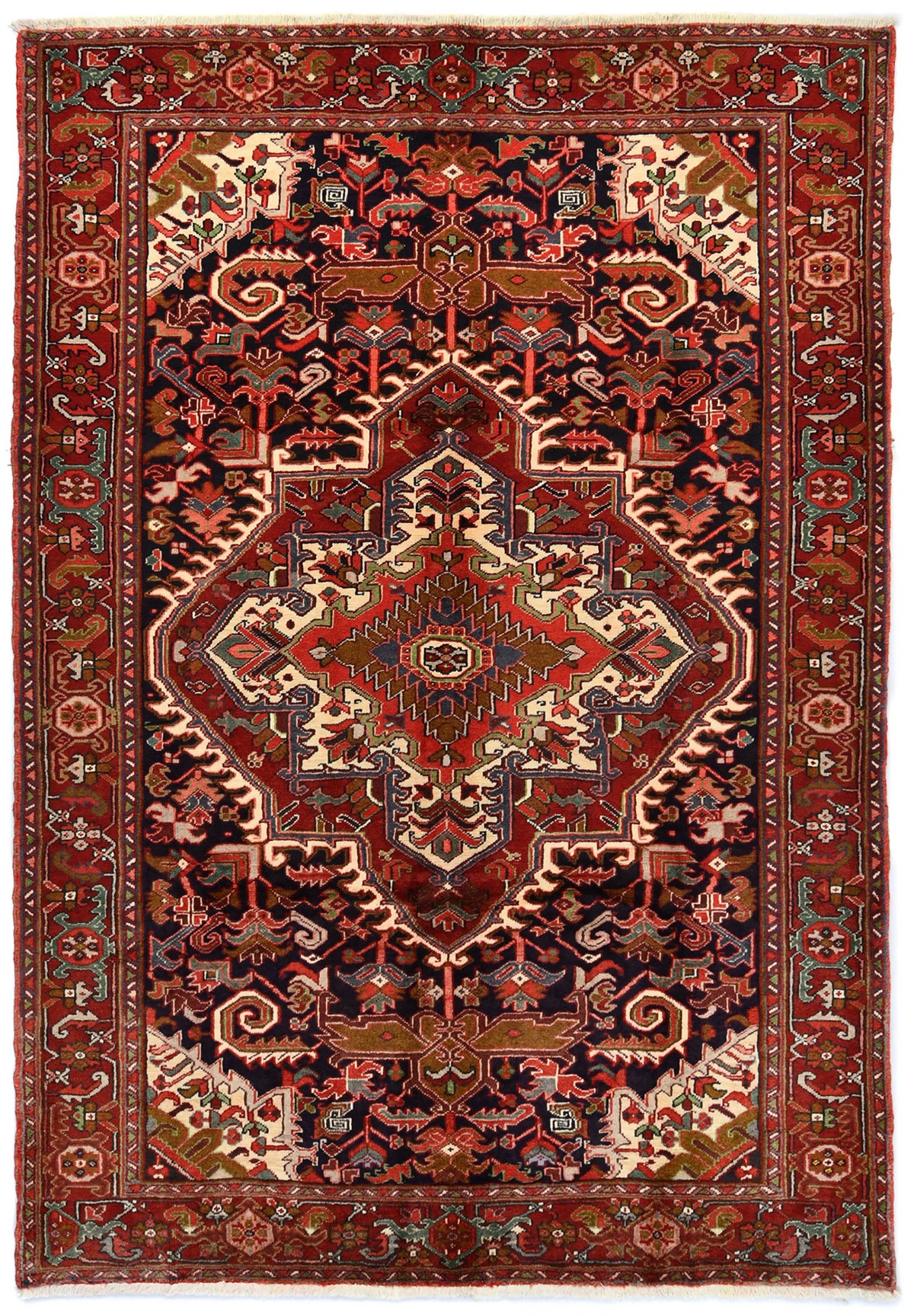 Vintage Traditional Geometric 7X10 Heriz Persian Rug