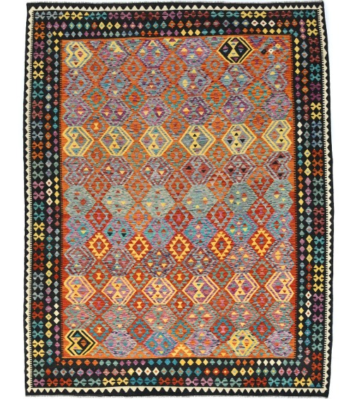 Multicolored Geometric Reversible 10X13 Kilim Oriental Rug