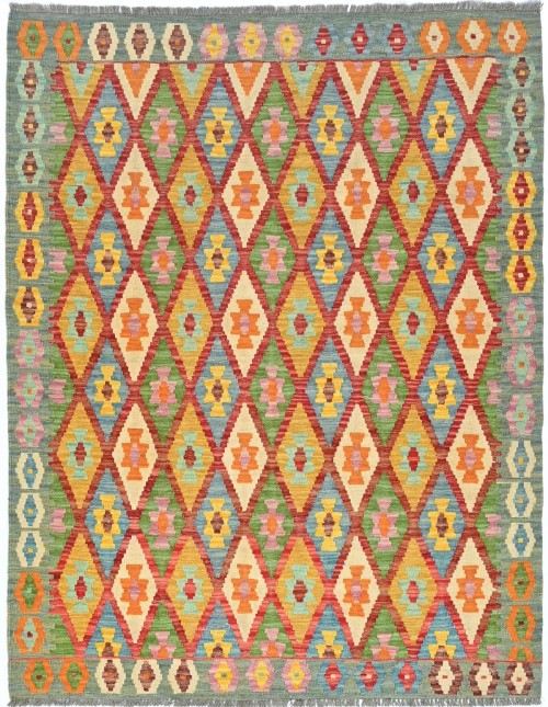 Multicolored Geometric Reversible 5'6 X 6'9 Kilim Oriental Rug