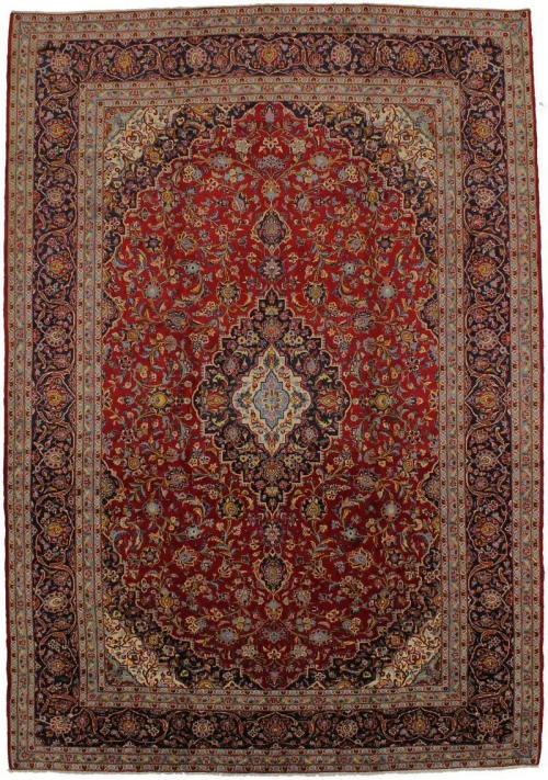 Vintage Red Traditional 10X14 Kashan Persian Rug