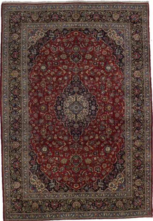 Vintage Red Traditional 9X13 Kashan Persian Rug