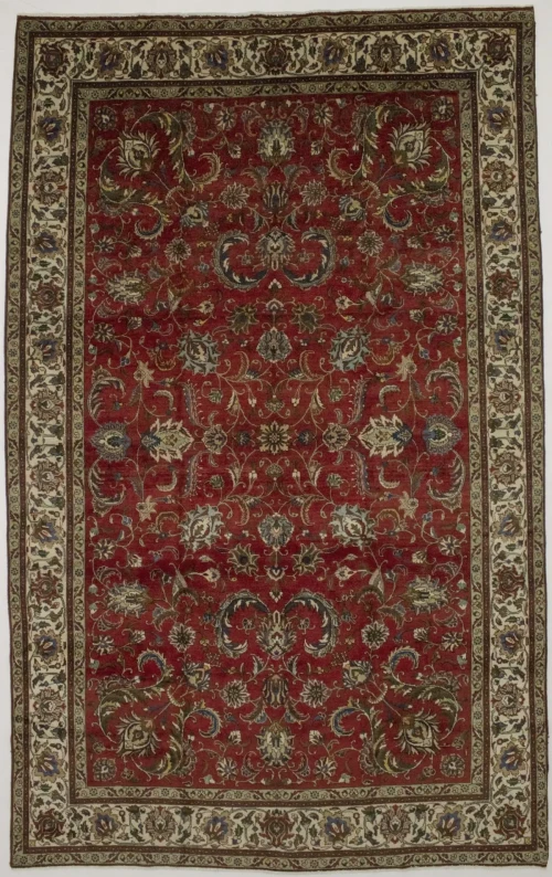 Vintage Red Traditional 9'5X15'4 Tabriz Persian Rug