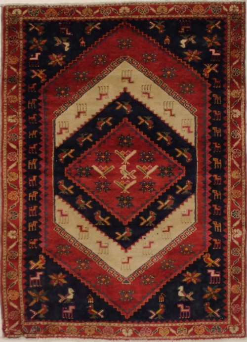 Semi Antique Red Tribal 3X5 Shiraz Persian Rug