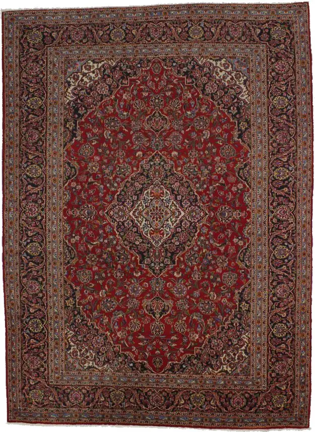 Vintage Red Traditional 10X13 Kashan Persian Rug