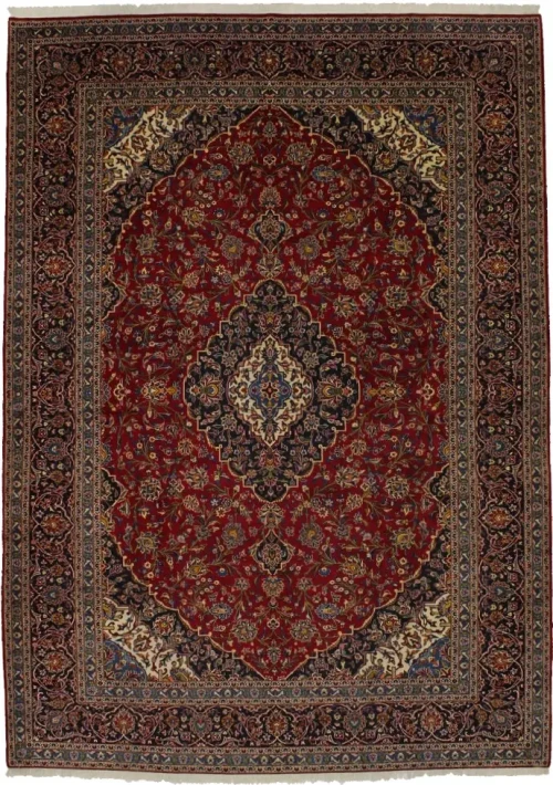 Vintage Red Traditional 10X14 Kashan Persian Rug