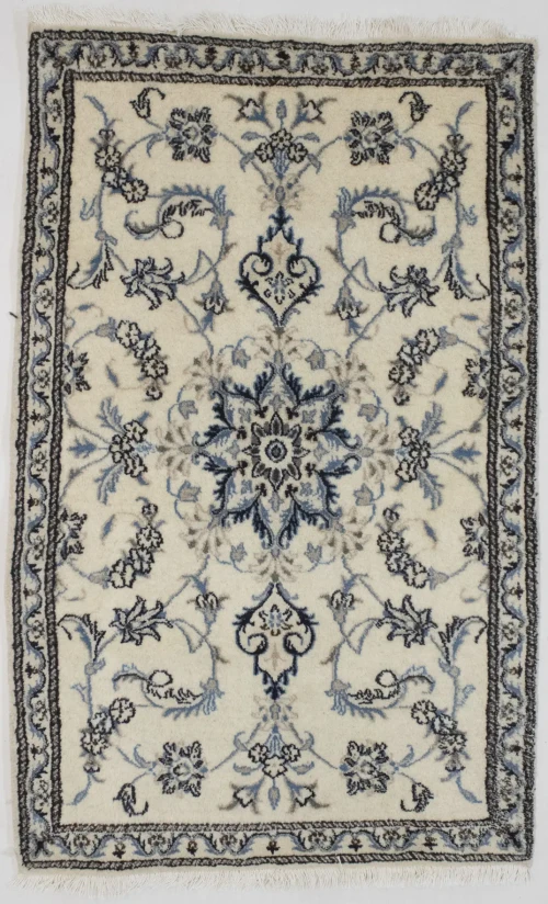 Ivory Classic 3X5 Nain Kashmar Persian Rug