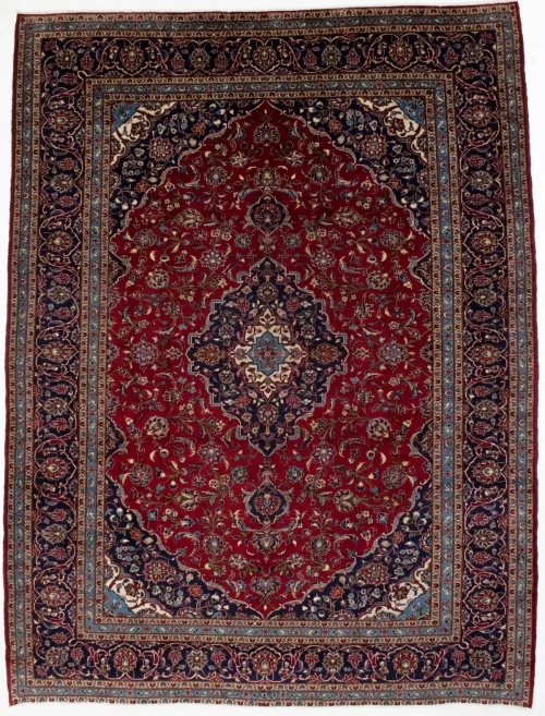 Vintage Red Traditional 10X13 Kashan Persian Rug