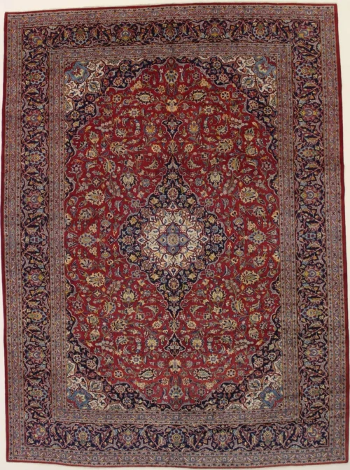 Vintage Red Traditional 10X13 Kashan Persian Rug