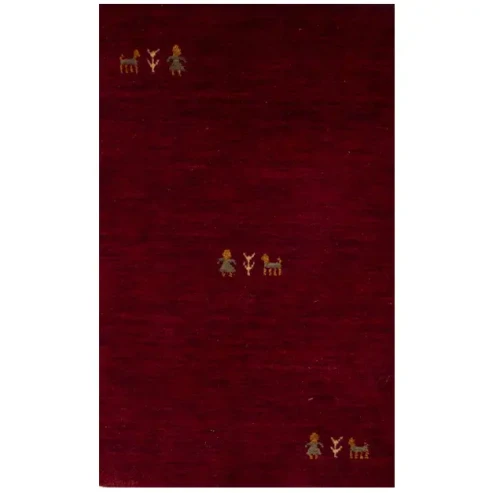 Maroon Red Pictorial Gabbeh Modern Rug in All Size