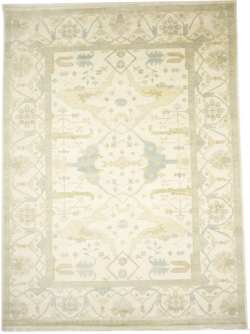 Cream Floral Traditional 10X14 Oushak Oriental Rug