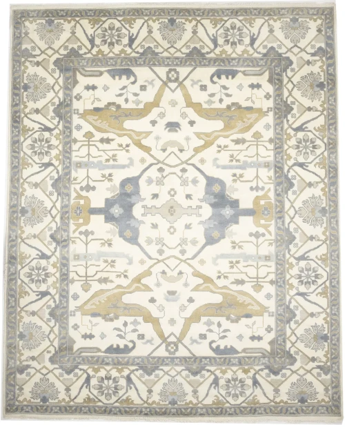 Muted Cream Floral Traditional 12X15 Oushak Oriental Rug