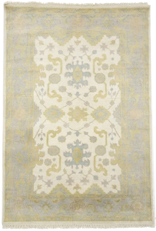 Muted Cream Floral 4X6 Oushak Chobi Oriental Rug