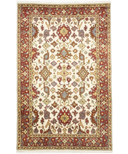 Cream Floral 4X6 Oushak Chobi Oriental Rug