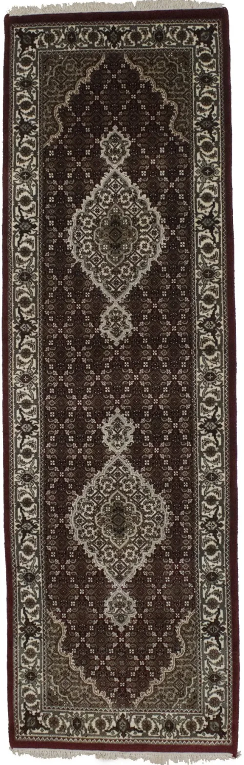 Red Floral Geometric 3X9 Tabriz Fish Mahi Oriental Runner Rug