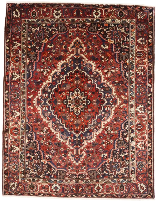 Vintage Rusty Red Floral 10X13 Bakhtiari Persian Rug