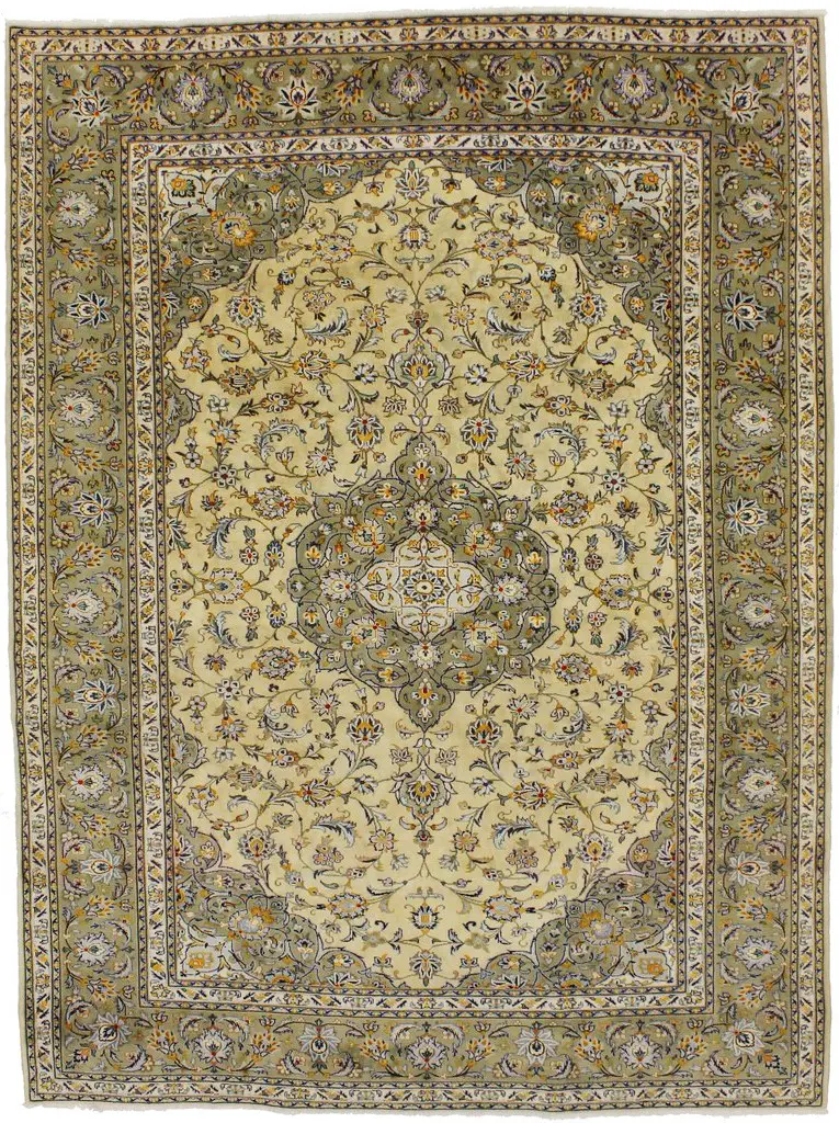 Vintage Beige Traditional 8X11 Kashan Persian Rug