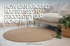 How can a round rug be used to decorate your home?