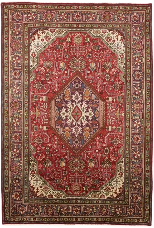 A red and white rug  Description automatically generated