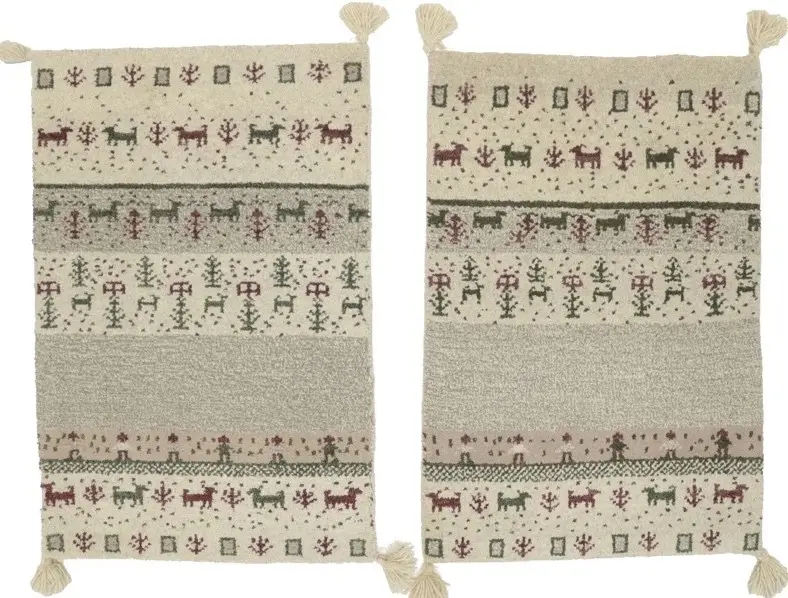 A pair of rugs with a pattern  Description automatically generated