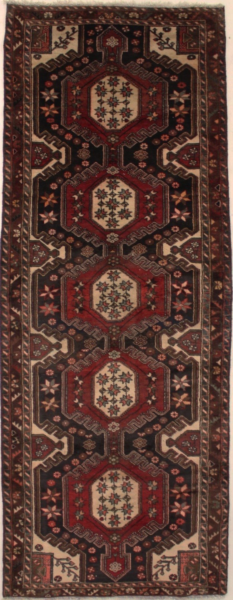 Semi Antique Red Tribal 4X10 Hamedan Persian Runner Rug