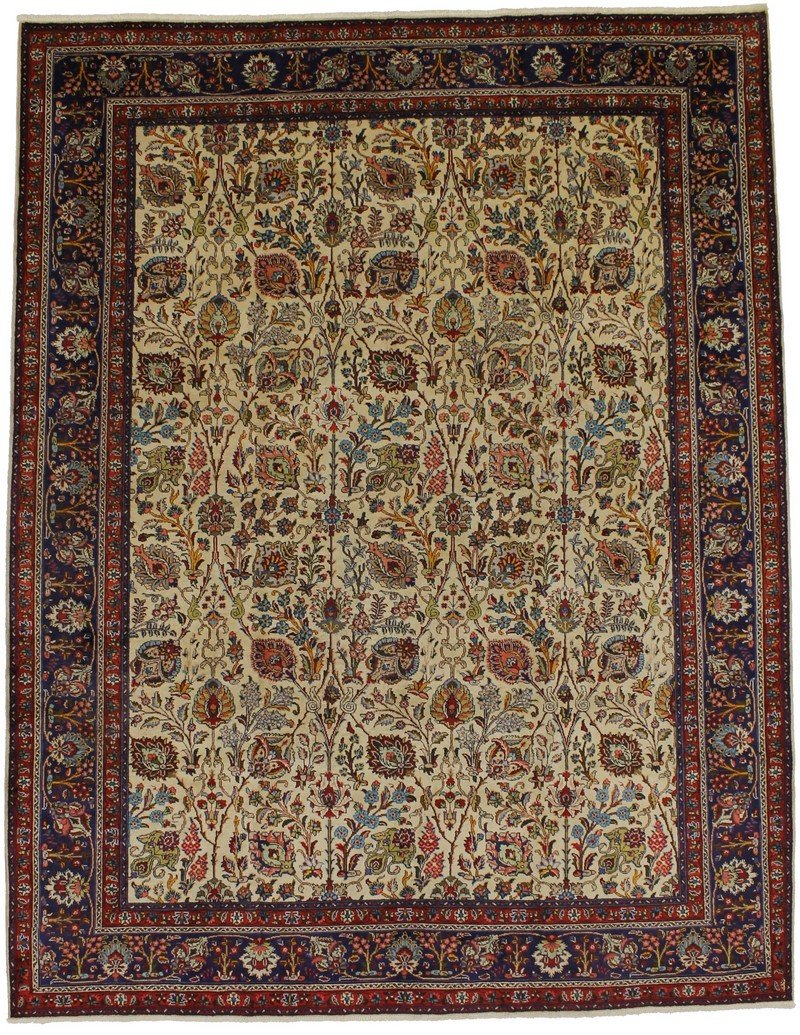 Semi Antique Beige Traditional 10X13 Tabriz Persian Rug
