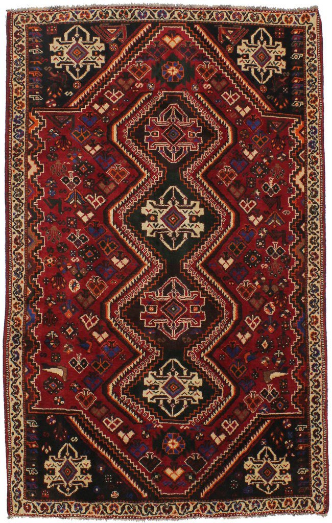 Vintage Red Tribal 5'5X8'9 Shiraz Persian Rug