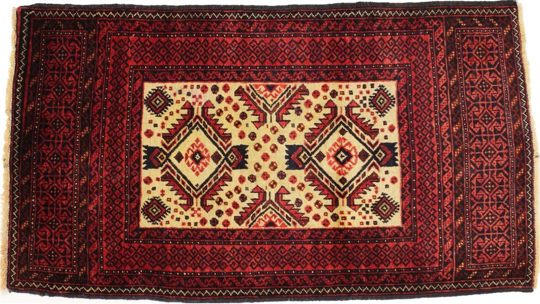 Vintage Red Tribal 2'7X4'6 Balouch Persian Rug